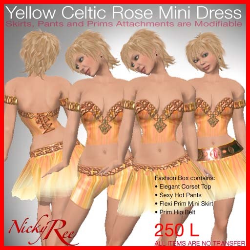 Yellow Celtic Rose Mini Dress