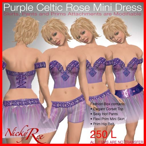 Purple Celtic Rose Mini Dress