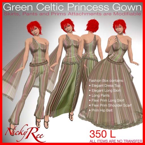 Green Celtic Princess Gown
