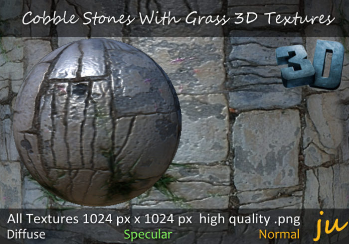 JU Cobble Stones With Grass 3D Textures Full Perm