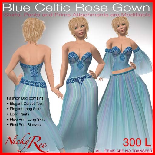 Nicky Ree Gowns - Blue Celtic Rose Gown