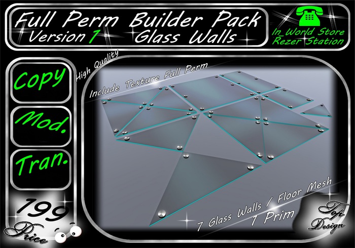 Full Perm Builder Pack * Version 1 * Glass Walls <