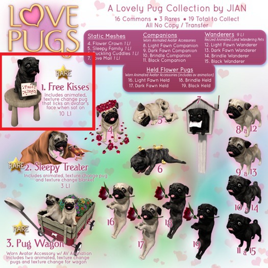 JIAN Love Pugs 1. Free Kisses BOX RARE