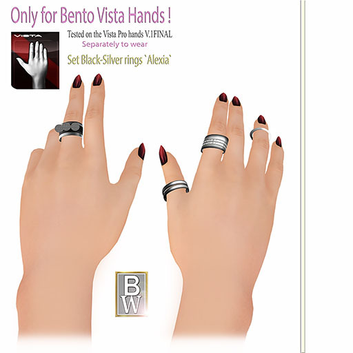 `BlackSilver Ringset 'Alexia'