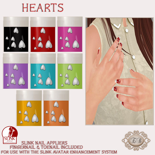 .:Ecce Bellus:.Slink Avatar Enhancement Nail Appliers-Hearts