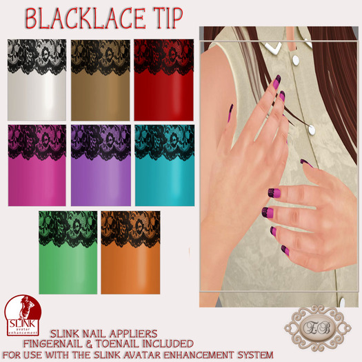 .:Ecce Bellus:.Slink Avatar Enhancement Nail Appliers-Blacklace