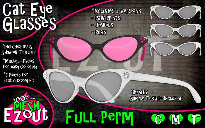 Ezout - Cat Eye Glasses (rounded lense) (Full Perm)