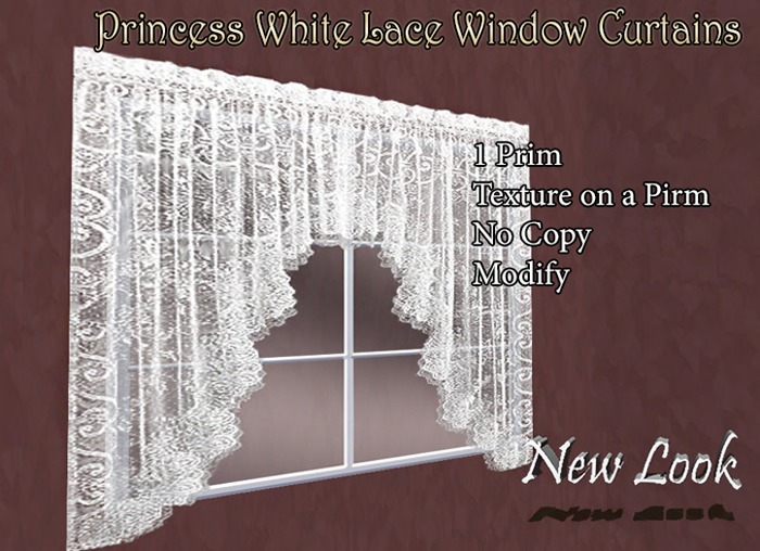 Princess White Lace Window Curtains - 1 Prim