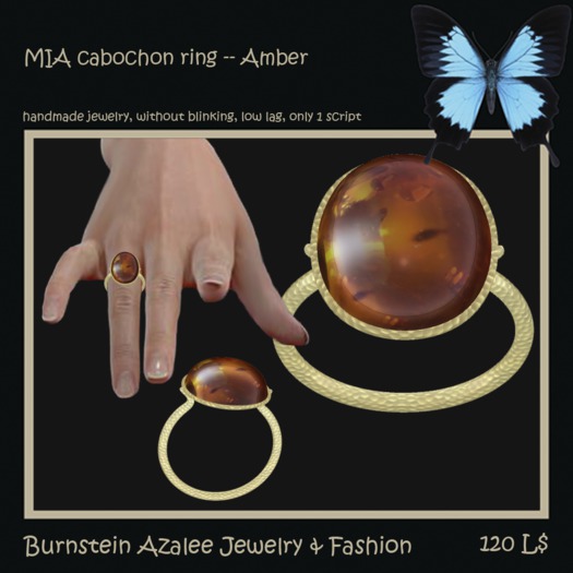 Mia cabochon ring -- Amber