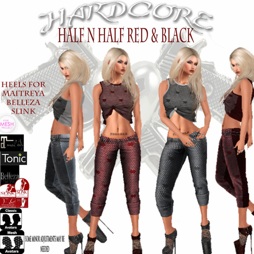 HALF N HALF BLACK & RED OUTFIT COMPLETE