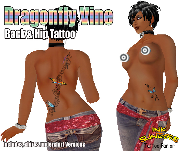 Dragonfly Vine Tattoo Set