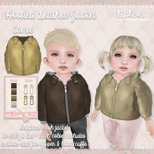 . tiptoes - Hooded Leather Jacket - Camel