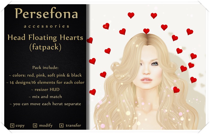 Persefona Head Floating Hearts (fatpack)