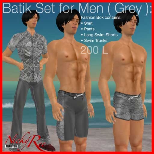 Nicky Ree Swimwear - Batik Set for Men (grey)