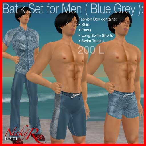 Nicky Ree Swimwear - Batik Set for Men (bluegrey)
