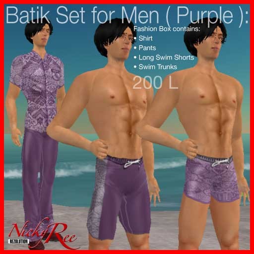 Nicky Ree Swimwear - Batik Set for Men (purple)
