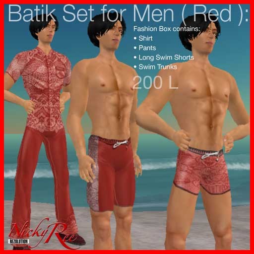 Nicky Ree Swimwear - Batik Set for Men (red)
