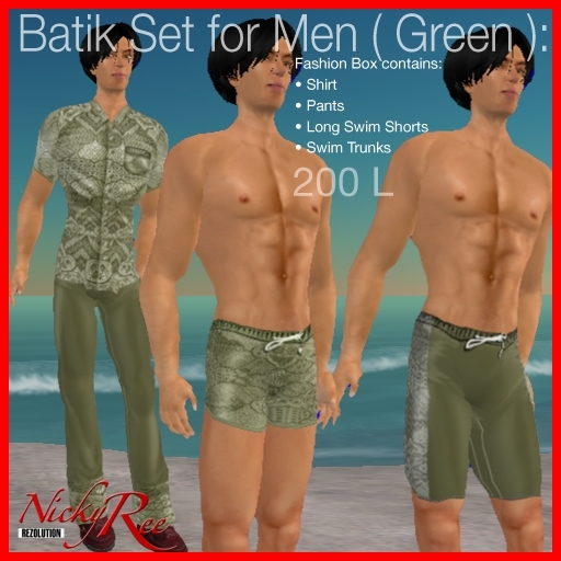 Nicky Ree Swimwear - Batik Set for Men (green)