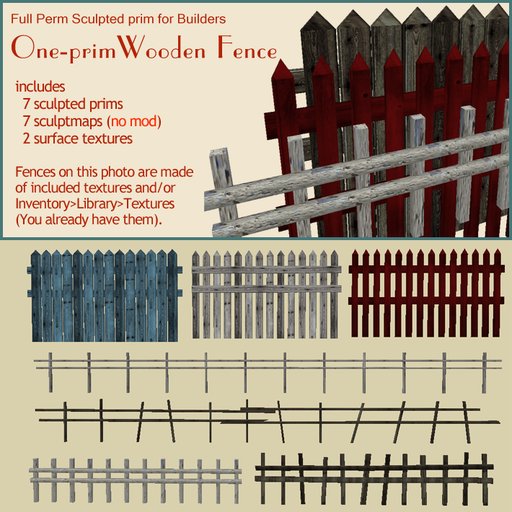 One-prim Wooden Fences