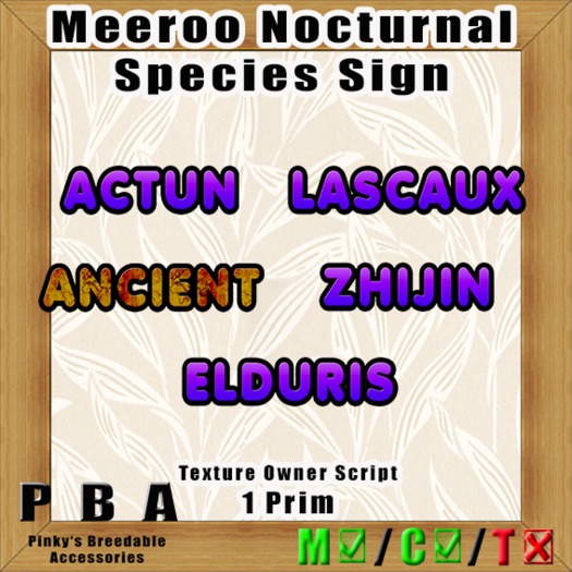 Meeroo Species Sign "Nocturnal"