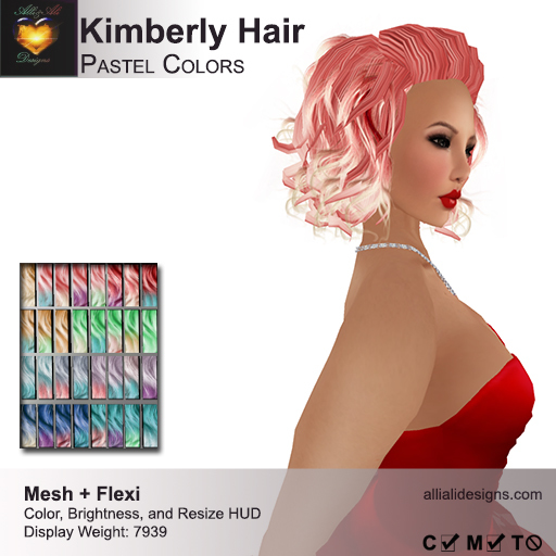 A&A Kimberly Hair Pastel Colors Pack. Mesh + Flexi medium womens hairstyle
