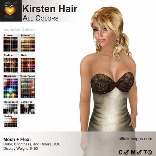A&A Kirsten Hair All Colors Pack. Mesh + Flexi medium womens hairstyle