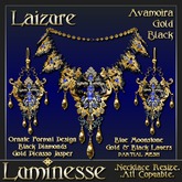 LAIZURE Avamoira Necklace & Earrings Set PMESH - Blue Moonstone Gold Black