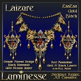 LAIZURE ZsaZsa Necklace & Earrings Set PMESH - Red Moonstone Gold Black