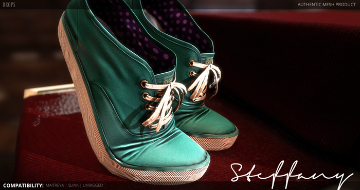 DROPS - <MAITREYA, SLINK, UNRIGGED> Steffany Sneakers HIGH [Teal]