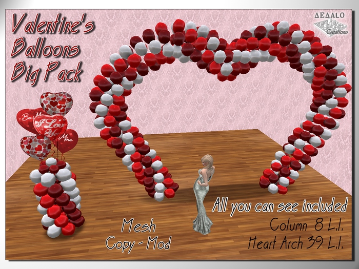 Valentine's Balloons Big Pack - Mesh - F