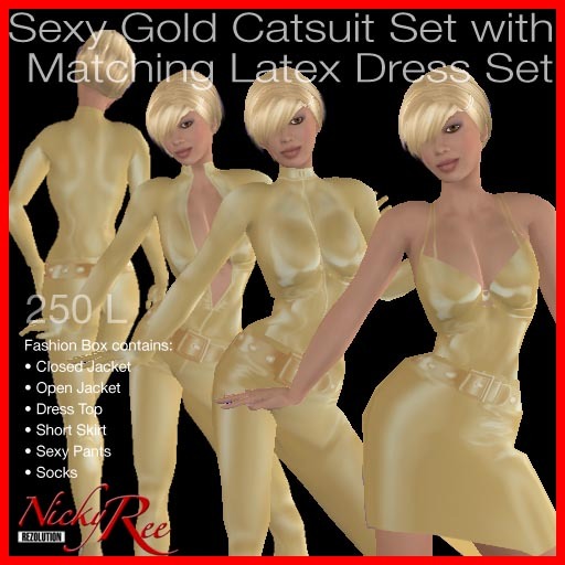 Sexy Gold Catsuit Set