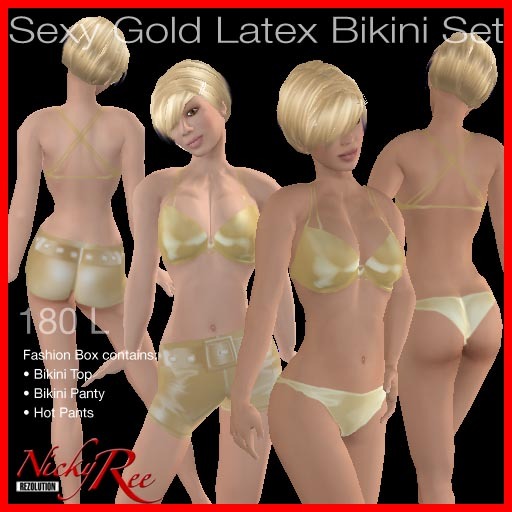 Nicky Ree Swimwear - Sexy Gold Latex Bikini Set