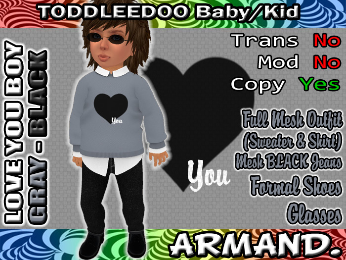 --ARMAND-- LOVE YOU BOY - GRAY-BLACK
