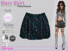 Merc Skirt Floral Hearts
