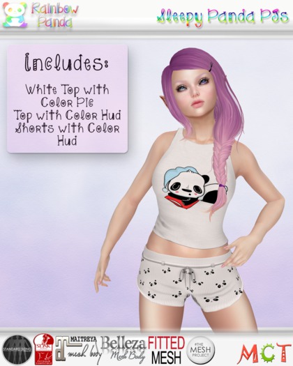 .:Rainbow Panda:. Sleepy Panda PJs (wear to unpack)