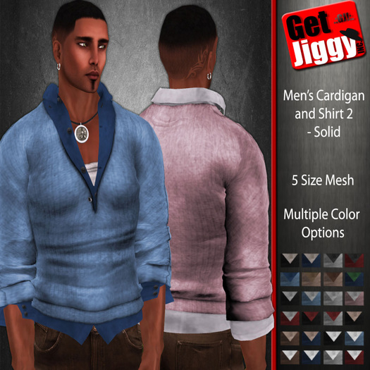 Men's Cardigan and Shirt - Solid 