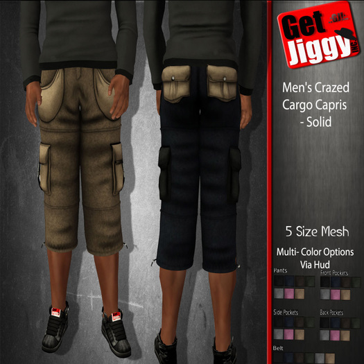 Men's Crazed Cargo Capris - Solid