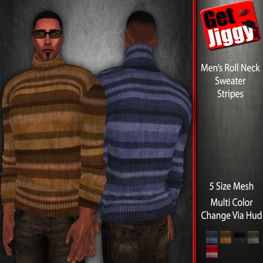 Men's Roll Neck Sweater Stripes