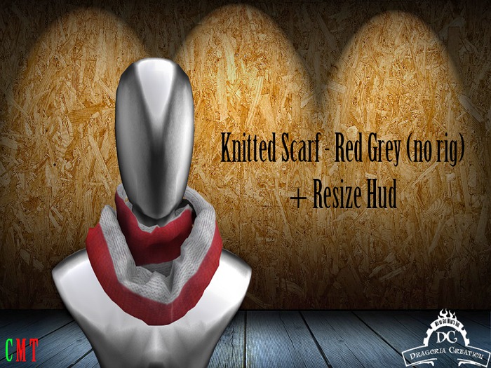 *DC* Creation Knitted Scarf - Red Grey (no rig)