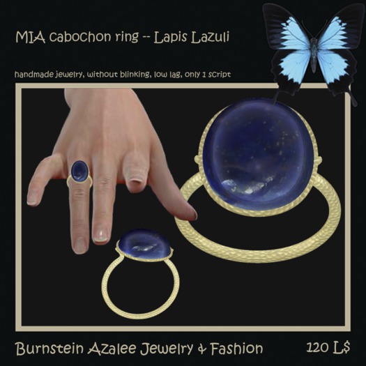 Mia cabochon ring -- Lapis Lazuli