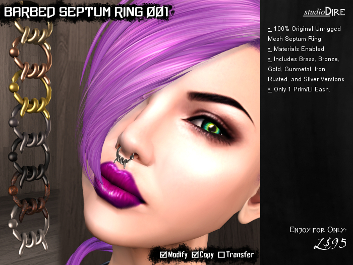 /studioDire/ Barbed Septum Ring 001