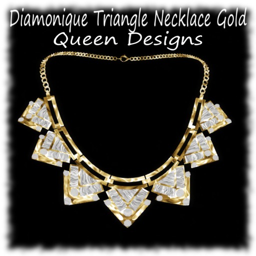 {QD} Diamonique Triangle Necklace Gold