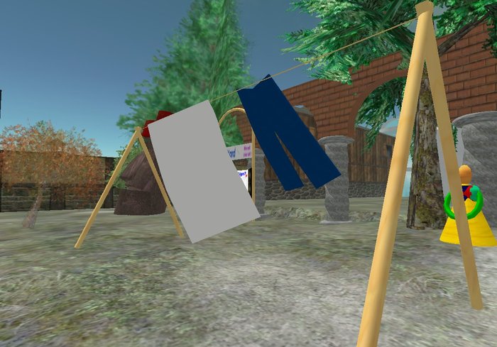 Laundry line w/ clothes