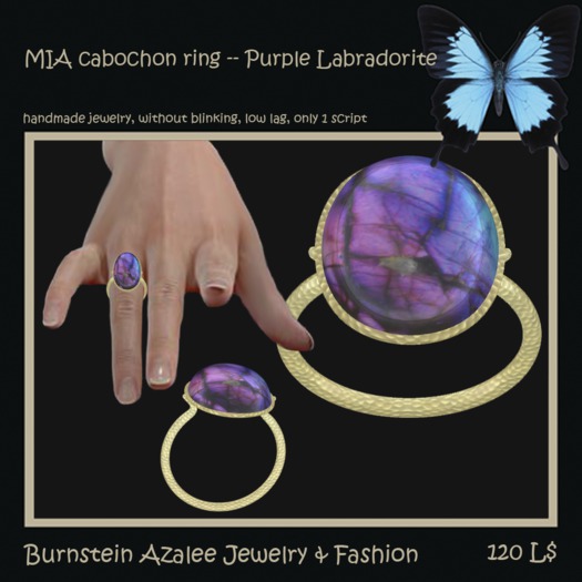 Mia cabochon ring -- Purple Labradorite