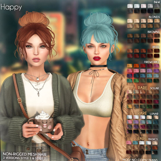 /Wasabi Pills/ Happy Mesh Hair - Style 1 - Lunar Ombre RARE