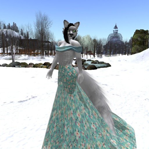 Blue flowered gown