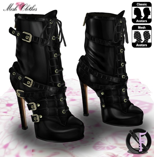 *IONIC:FASHION* Black Leather Booties - Mesh (wear me)