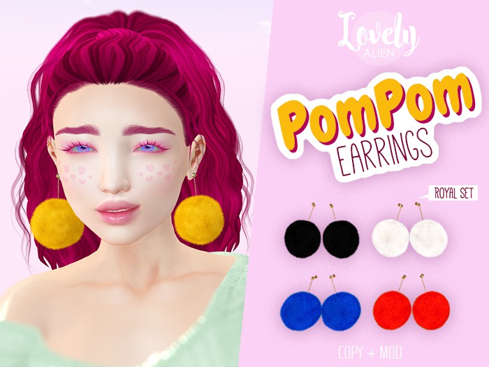 ((LovelyAlien))PomPomEarrings_Royal Set