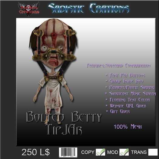 {SC} Bolted Betty TipJar (WEAR ME)