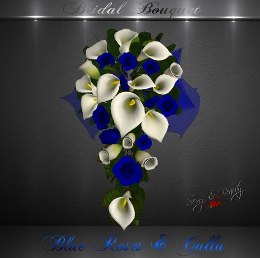 Wedding Bridal Bouquet - Calla & Rose Blue